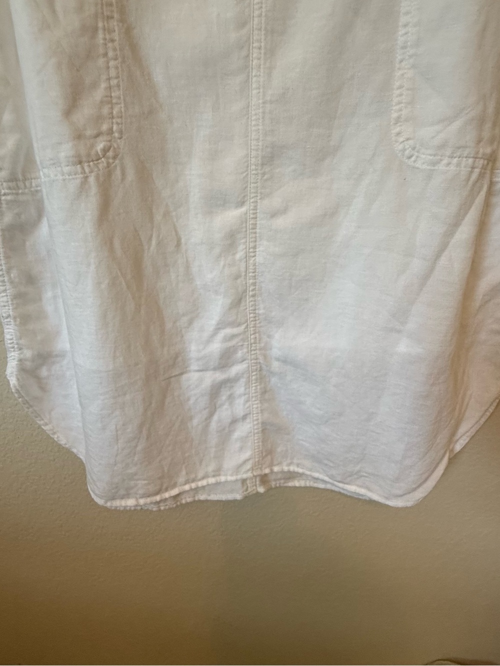 Eddie Bauer Linen Blend Sleeveless Dress White Small Pockets Minimalist Shift - Picture 5 of 10